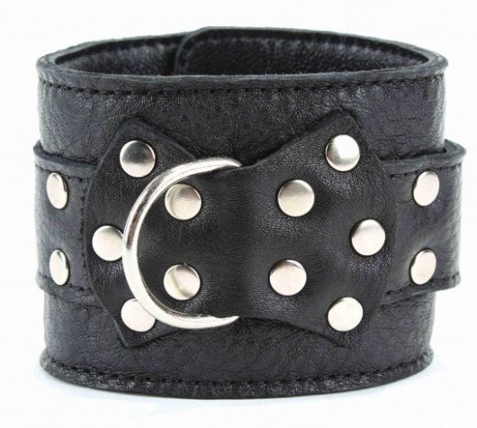 Чёрные наручники  из кожи с пряжкой - БДСМ Арсенал - купить с доставкой в Химках