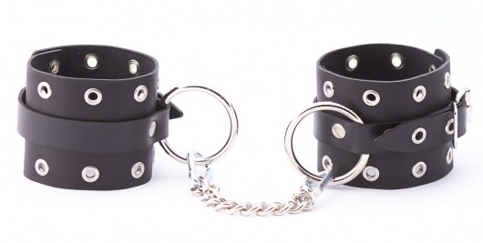 Черные кожаные оковы с люверсами - Crazy Handmade - купить с доставкой в Химках