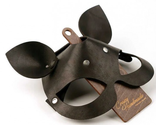 Черная кожаная маска  Кошка  с маленькими ушками - Crazy Handmade - купить с доставкой в Химках