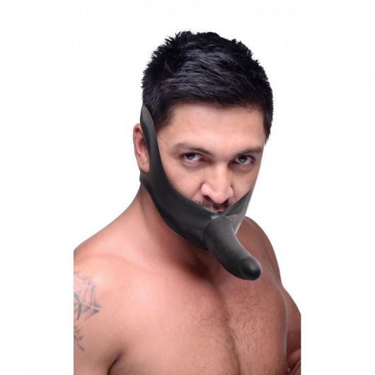 Черный кляп-страпон Masters Mini Face Fuck Strap-On - 14 см. - XR Brands - купить с доставкой в Химках