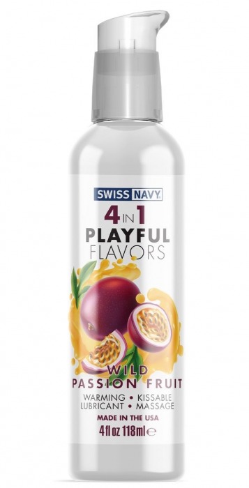 Массажный гель 4-в-1 Wild Passion Fruit с ароматом маракуйи - 118 мл. - Swiss navy - купить с доставкой в Химках