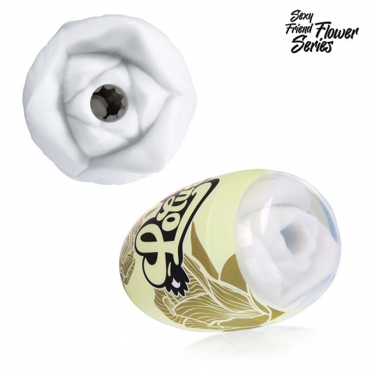 Белый нереалистичный мастурбатор в форме бутона цветка Lotus - 1137 - в Химках купить с доставкой