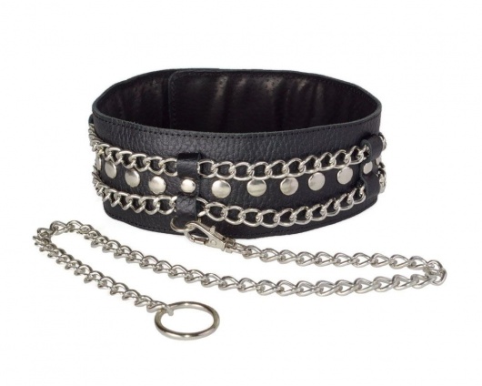 Чёрный ошейник с цепочками и поводком - Sitabella - купить с доставкой в Химках
