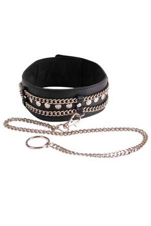 Чёрный ошейник с цепочками и поводком - Sitabella - купить с доставкой в Химках