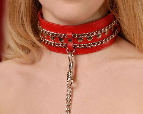 Красный ошейник с цепочками - Sitabella - купить с доставкой в Химках