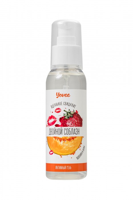 Съедобная гель-смазка Yovee «Двойной соблазн» с Д-пантенолом и вкусом клубники и дыни - 100 мл. - ToyFa - купить с доставкой в Химках