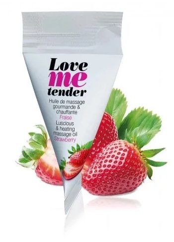 Съедобное согревающее массажное масло Love Me Tender Strawberry с ароматом клубники - 10 мл. - Love to Love - купить с доставкой в Химках