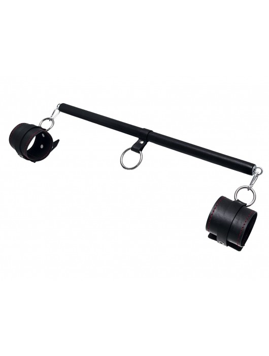 Черная распорка для ног с кожаными манжетами - Pecado - купить с доставкой в Химках