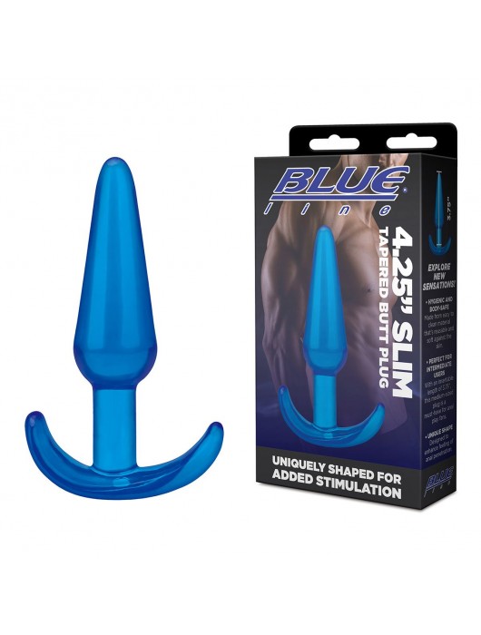 Голубая анальная пробка Slim Tapered Butt Plug - 10,8 см. - BlueLine