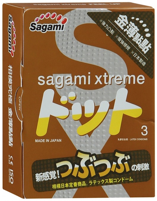 Презервативы Sagami Xtreme FEEL UP с точечной текстурой и линиями прилегания - 3 шт. - Sagami - купить с доставкой в Химках