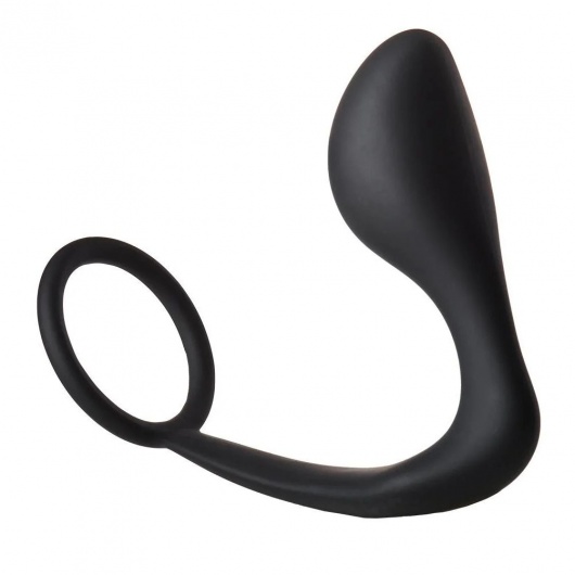 Черное эрекционное кольцо с анальной пробкой Anal Plug With Cockring - Dream Toys - в Химках купить с доставкой