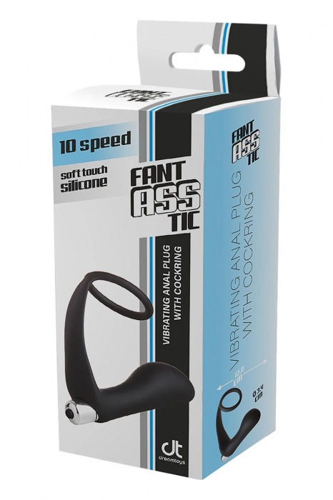 Черное эрекционное кольцо с вибропробкой Vibrating Anal Plug With Cockring - Dream Toys - в Химках купить с доставкой