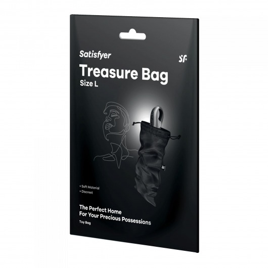 Черный мешочек для хранения игрушек Treasure Bag L - Satisfyer - купить с доставкой в Химках