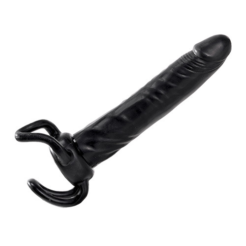 Чёрная насадка-фаллос для двойного проникновения INFLATABLE DILDO SLIM DONG  - 13,5 см. - Toyz4lovers - в Химках купить с доставкой