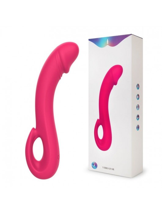 Розовый изогнутый вибромассажер-реалистик - 19,4 см. - I-MOON