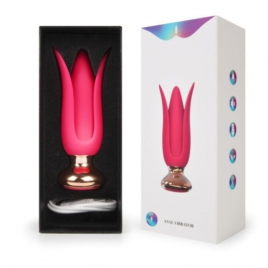 Розовая анальная вибровтулка с лепестками - I-MOON