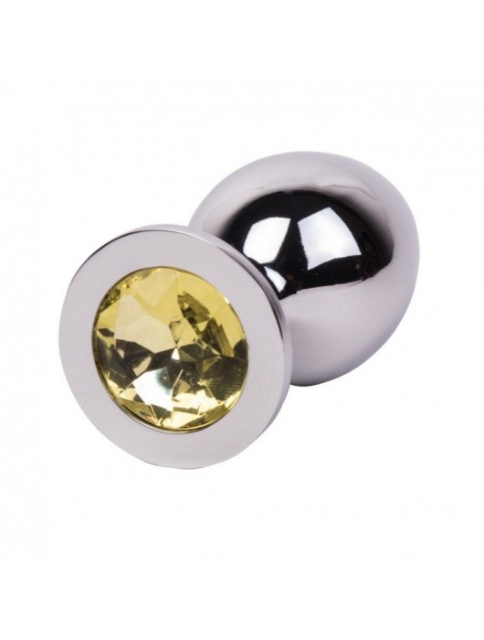 Большой стальной плаг с желтым кристаллом Sweet Lemon - 9,5 см. - Erotic Fantasy - купить с доставкой в Химках