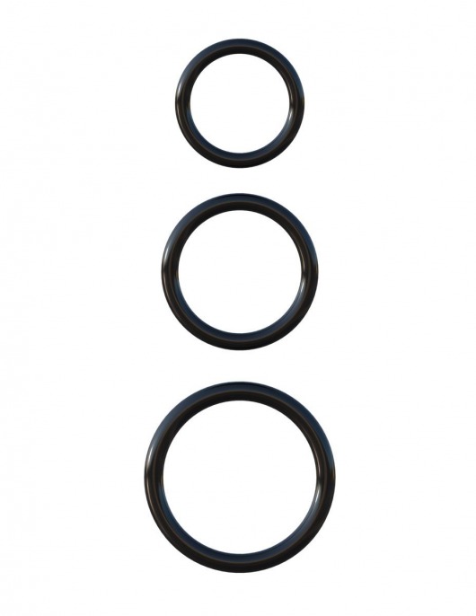 Набор из трех черных эрекционных колец Silicone 3-Ring Stamina Set - Pipedream - в Химках купить с доставкой
