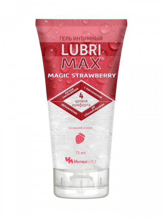 Интимный гель-смазка на водной основе Lubrimax Magic Strawberry - 75 мл. - ИнтелБИО - купить с доставкой в Химках