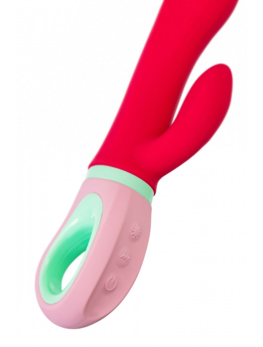 Красный вибратор с клиторальным отростком Petunia - 19 см. - ToyFa