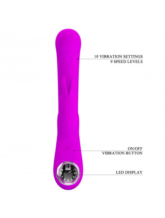 Лиловый вибратор-кролик с дисплеем Lamar - 22 см. - Baile