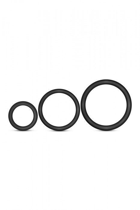 Набор из 3 черных эрекционных колец Cock Ring Set - Blush Novelties - в Химках купить с доставкой