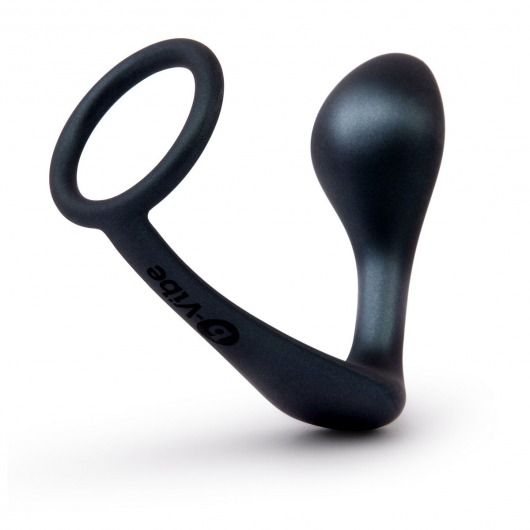 Черное эрекционное кольцо со стимулятором простаты Ringer Cock Ring   Plug - b-Vibe - в Химках купить с доставкой
