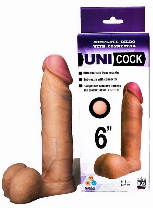 Насадка для страпона фаллической формы UNICOCK 6  - 18 см. - LOVETOY (А-Полимер) - купить с доставкой в Химках
