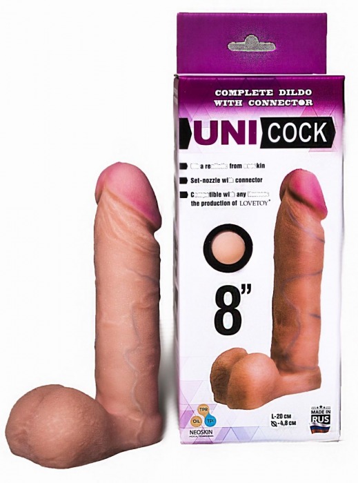 Фаллическая насадка для страпона UNICOCK 8  - 20 см. - LOVETOY (А-Полимер) - купить с доставкой в Химках