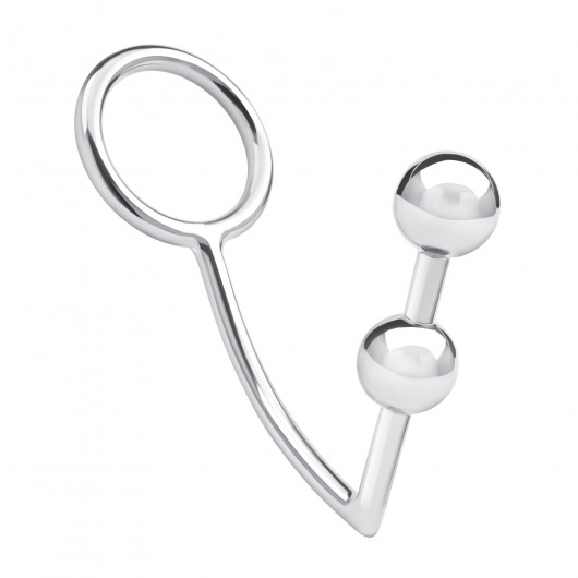Кольцо на пенис с анальным стимулятором Two Bead Stainless Steel Anal Hook   Cock Ring - BlueLine - в Химках купить с доставкой