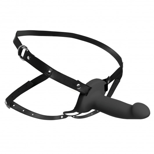 Черный полый страпон с вибрацией 2’’ Erection 28X Smooth Vibrating Silicone Penis Sheath - XR Brands - купить с доставкой в Химках