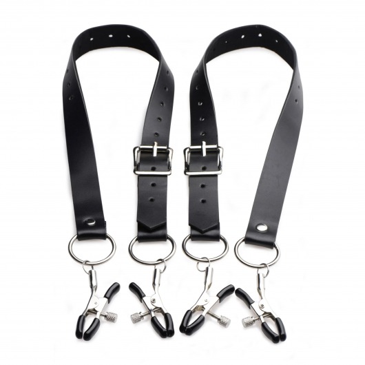 Ремни с зажимами для половых губ Spread Labia Spreader Straps with Clamps - XR Brands - купить с доставкой в Химках