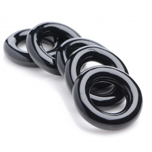 Комплект из 5 черных эрекционных колец для мошонки Ring Master Custom Ball Stretcher Kit - XR Brands - в Химках купить с доставкой
