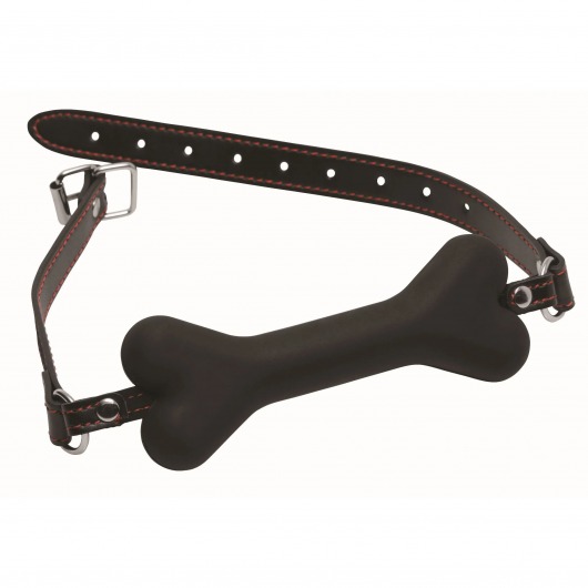 Черный кляп в форме косточки Hound Adjustable Dog Bone Gag - XR Brands - купить с доставкой в Химках