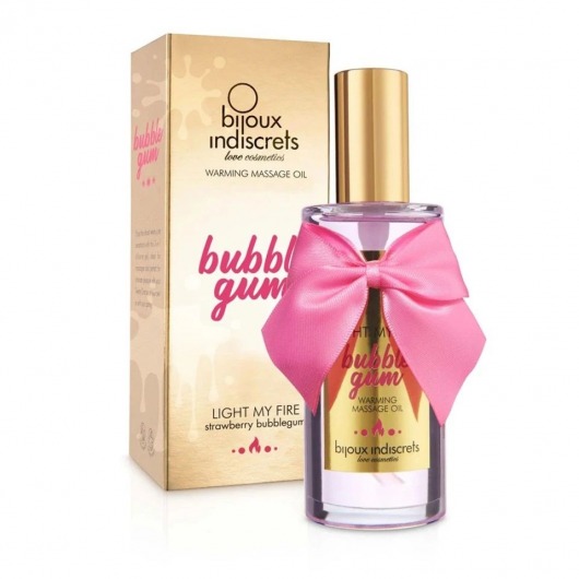 Разогревающее массажное масло Light My Fire Bubble Gum с ароматом бабл-гам - 100 мл. - Bijoux Indiscrets - купить с доставкой в Химках