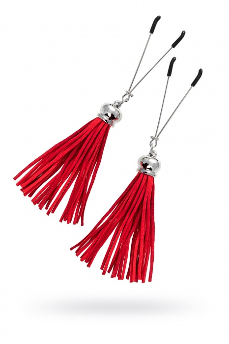 Зажимы на соски «Вилки» с красными кисточками из замши - Pecado - купить с доставкой в Химках