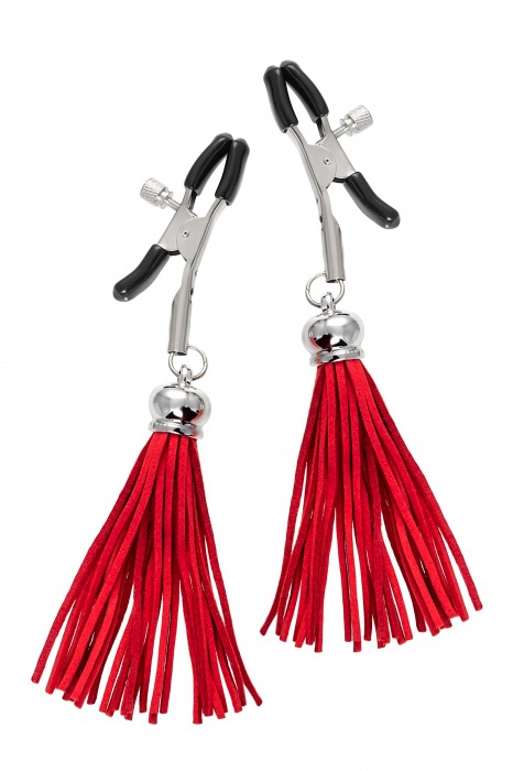 Зажимы на соски «Прищепки» с красными кисточками из замши - Pecado - купить с доставкой в Химках