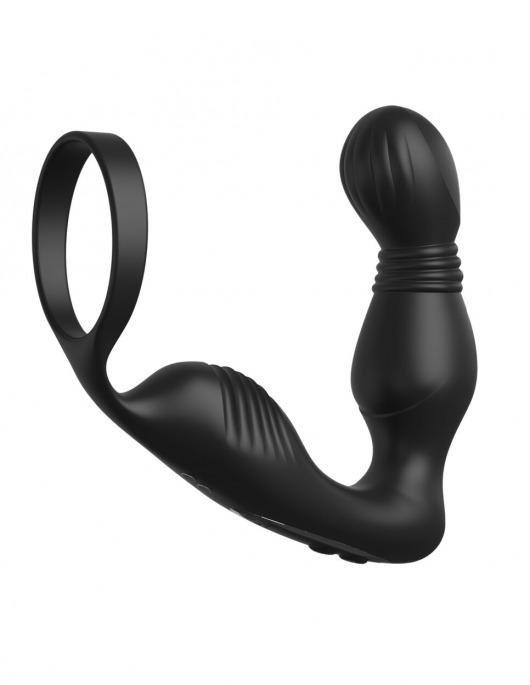 Черный вибростимулятор простаты с эрекционным кольцом Ass-Gasm Pro P-Spot Milker - Pipedream - в Химках купить с доставкой