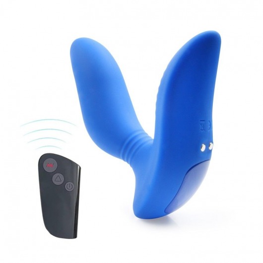 Синий вибромассажер простаты 3,5’’ Remote Control Curve P-spot Massager - 12 см. - Erokay - в Химках купить с доставкой