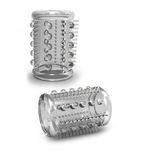 Прозрачная насадка с шипами и шишечками STAY HARD COCK SLEEVE 03 CLEAR - Blush Novelties - в Химках купить с доставкой