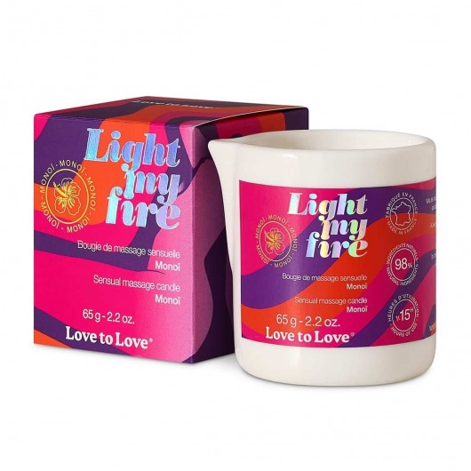 Массажная свеча Light My Fire с ароматом моной - 80 мл. - Love to Love - купить с доставкой в Химках