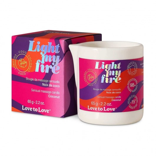 Массажная свеча Light My Fire Coconut с ароматом кокоса - 65 гр. - Love to Love - купить с доставкой в Химках