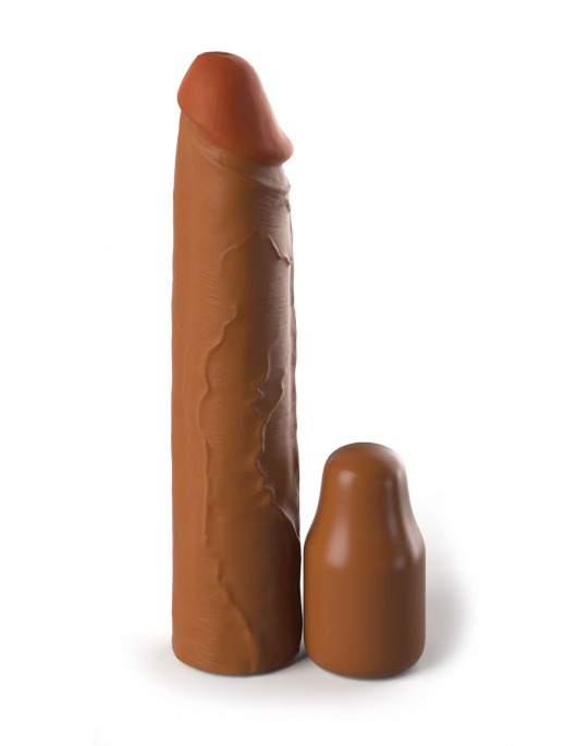 Коричневая насадка на член 2  Silicone X-tension - 20,3 см. - Pipedream - в Химках купить с доставкой