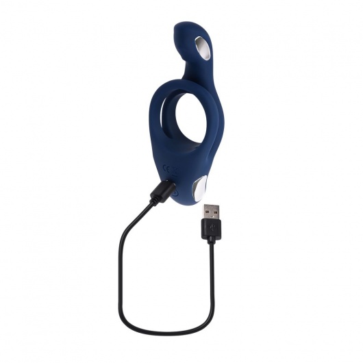 Синее эрекционное виброкольцо с двойным подхватом мошонки Ring Around The Rosy - Zero Tolerance - в Химках купить с доставкой