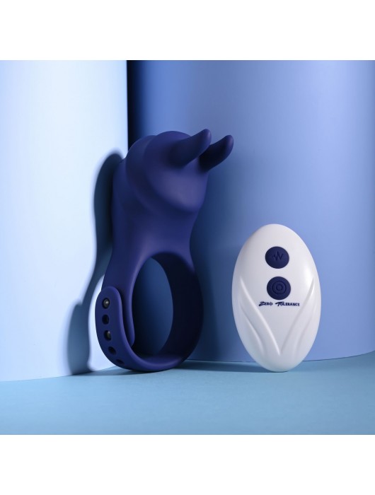 Синее эрекционное виброкольцо с клиторальной подушечкой и пультом ДУ Adjustable Fun Ring - Zero Tolerance - в Химках купить с доставкой
