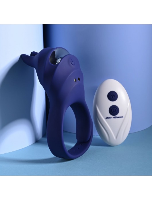Синее эрекционное виброкольцо с клиторальной подушечкой и пультом ДУ Adjustable Fun Ring - Zero Tolerance - в Химках купить с доставкой