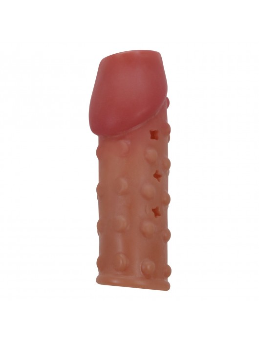 Телесная открытая насадка на пенис с бугорками - 19,8 см. - Baile - в Химках купить с доставкой