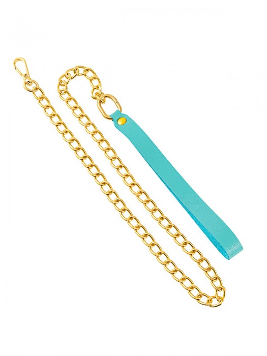 Голубой кожаный поводок с карабином для ошейника - 80 см. - Pecado - купить с доставкой в Химках