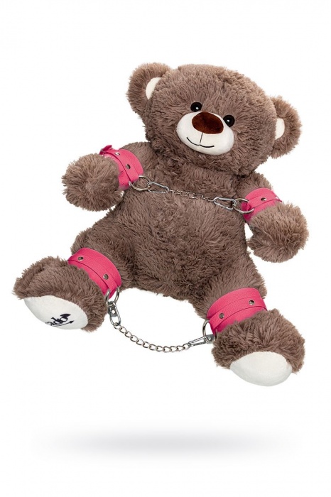 Бондажный набор: бурый мишка с розовыми оковами и наручниками - Pecado - купить с доставкой в Химках