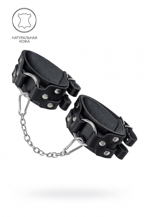 Черные кожаные оковы с двумя ремешками - Pecado - купить с доставкой в Химках